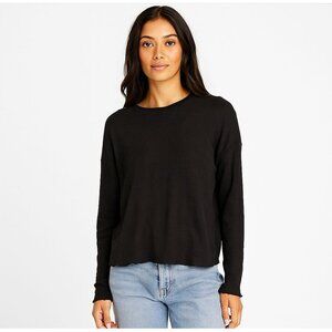 DYI Women's Long Sleeve Waffle Top Black Size Medium